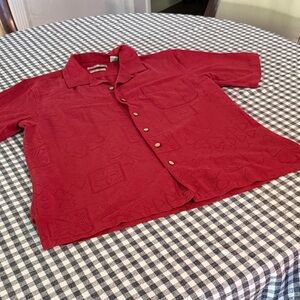 Stylish Red Casual Button-Down Shirt
